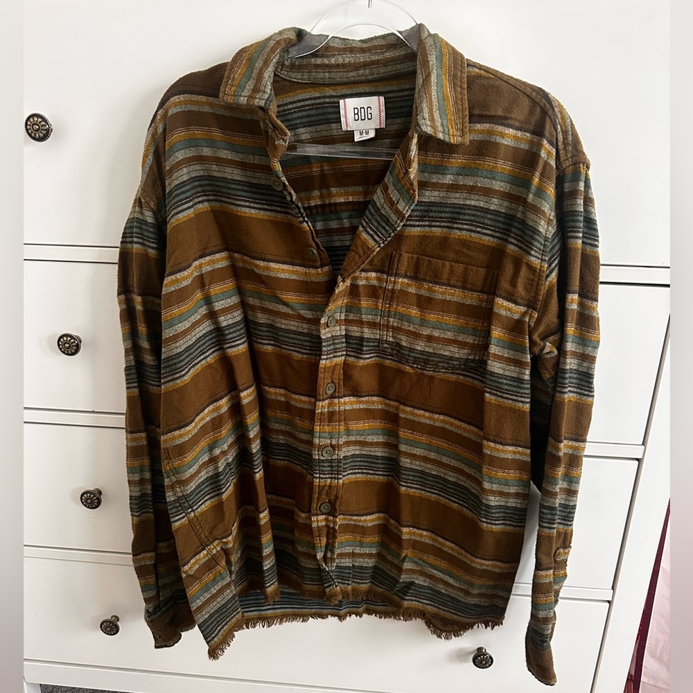 BDG Men’s Striped Flannel Shirt